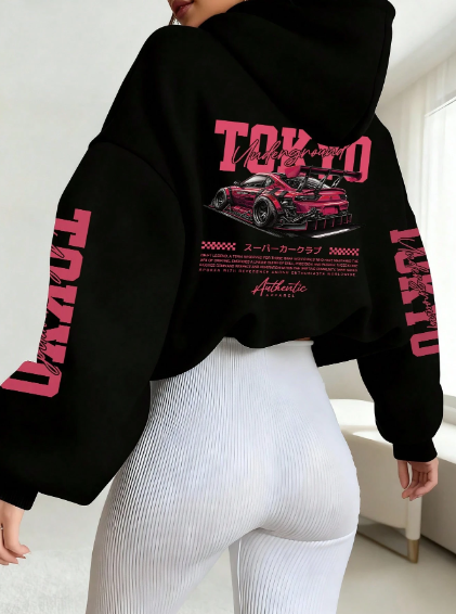Womens Porsche Print Hooded Sweatshirt