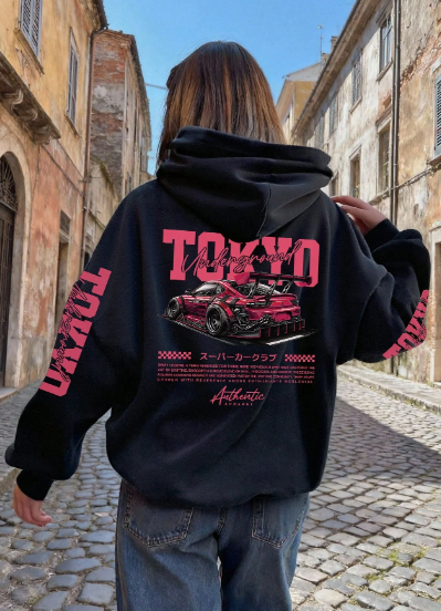 Womens Porsche Print Hooded Sweatshirt