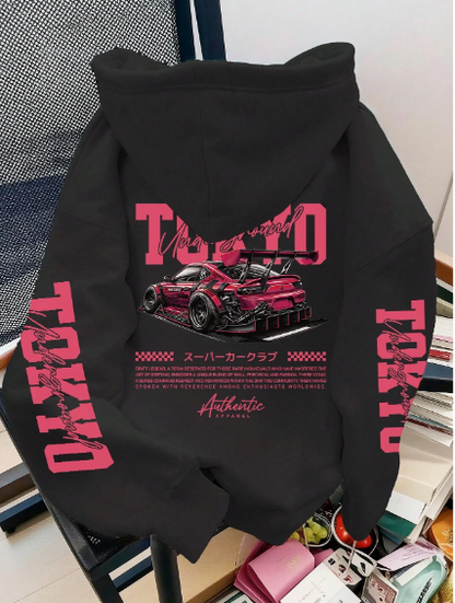 Womens Porsche Print Hooded Sweatshirt